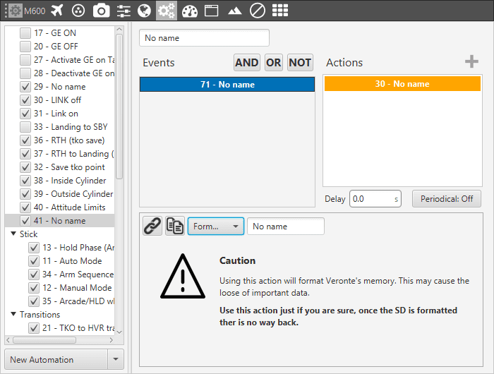 Veronte Configuration - Action – Format SD
