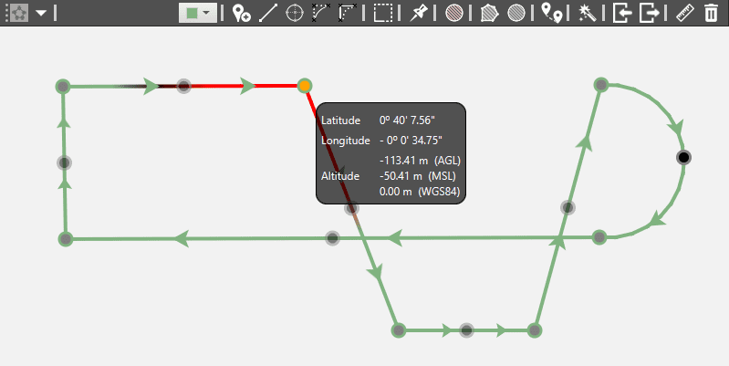 Segment - Concatenated Segments with one waypoint below ground level.