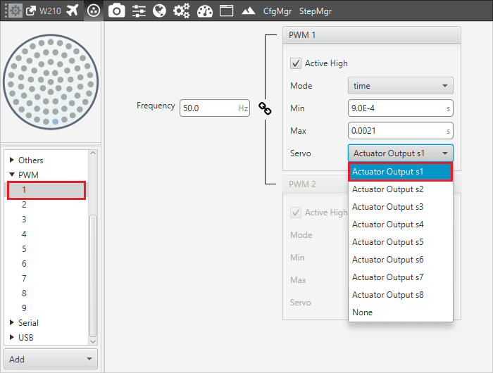 Examples - Output 1 – PWM pin 1 Configuration