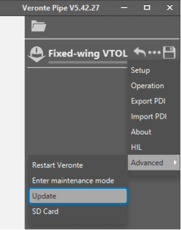 Veronte Configuration - Advanced - Update Menu