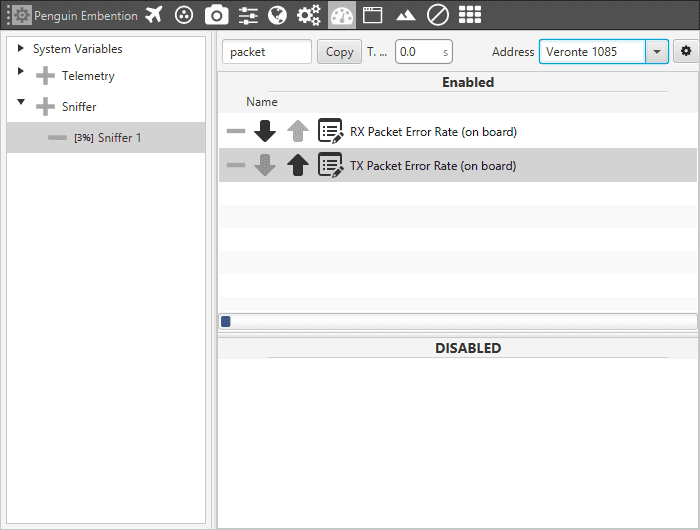 Veronte Configuration - Sniffer Configuration Menu