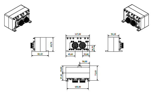 Aircraf Mounting - 4xVeronte dimensions