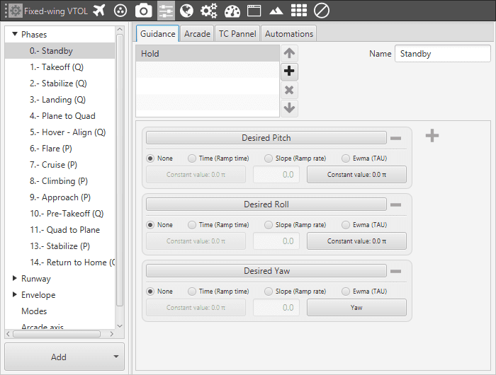 Veronte Configuration - Hold Guidance Example in Standby Phase